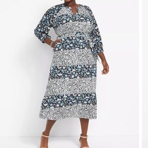 Belted Midi Dress 3/4 Sleeves